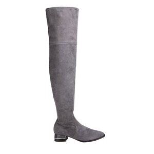 Tory Burch Over the Knee Suede Grey Flat Boots Size 10